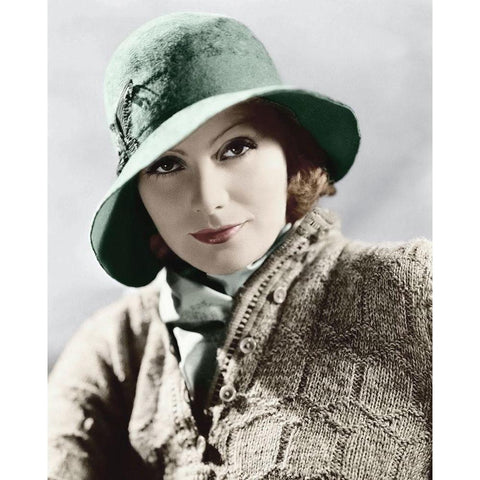 Greta Garbo Black Modern Wood Framed Art Print with Double Matting by Hollywood Photo Archive