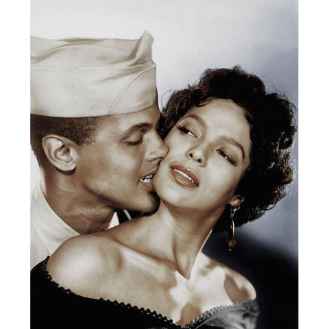 Harry Belafonte with Dorothy Dandrige White Modern Wood Framed Art Print by Hollywood Photo Archive
