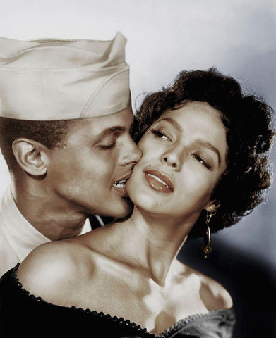 Harry Belafonte with Dorothy Dandrige White Modern Wood Framed Art Print with Double Matting by Hollywood Photo Archive