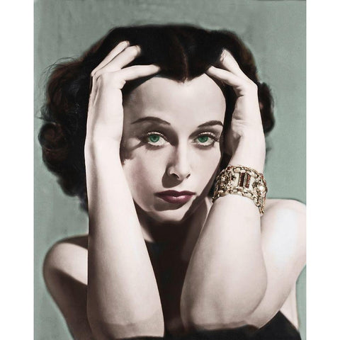 Hedy Lamarr White Modern Wood Framed Art Print by Hollywood Photo Archive