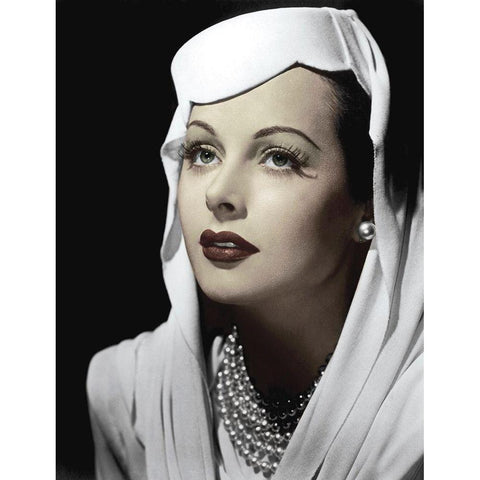 Hedy Lamarr White Modern Wood Framed Art Print by Hollywood Photo Archive