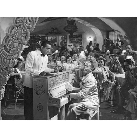 Humphrey Bogart - Casablanca White Modern Wood Framed Art Print by Hollywood Photo Archive