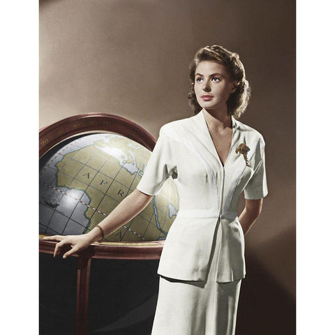 Ingrid Bergman - Casablanca White Modern Wood Framed Art Print by Hollywood Photo Archive