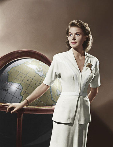 Ingrid Bergman - Casablanca White Modern Wood Framed Art Print with Double Matting by Hollywood Photo Archive
