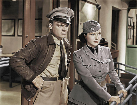 James Cagney White Modern Wood Framed Art Print with Double Matting by Hollywood Photo Archive