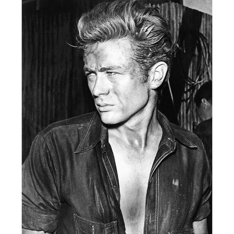 James Dean Black Modern Wood Framed Art Print with Double Matting by Hollywood Photo Archive