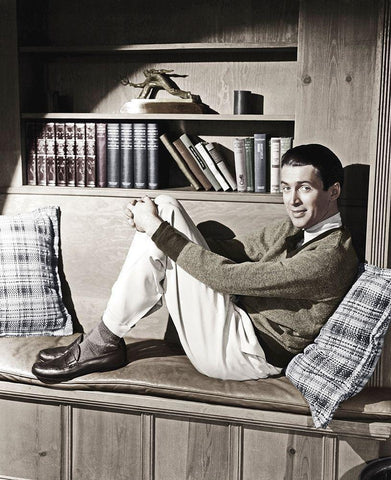 James Stewart White Modern Wood Framed Art Print with Double Matting by Hollywood Photo Archive