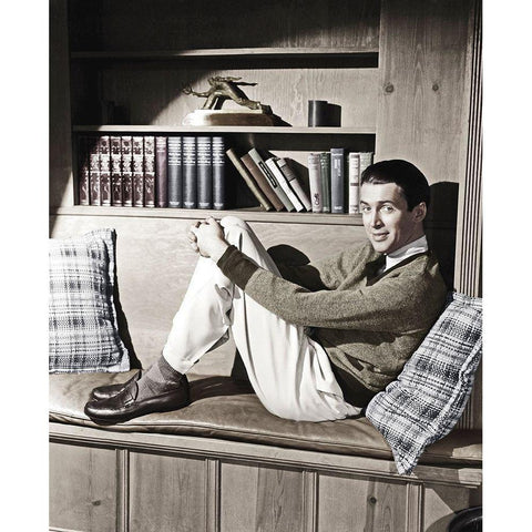 James Stewart Black Modern Wood Framed Art Print by Hollywood Photo Archive