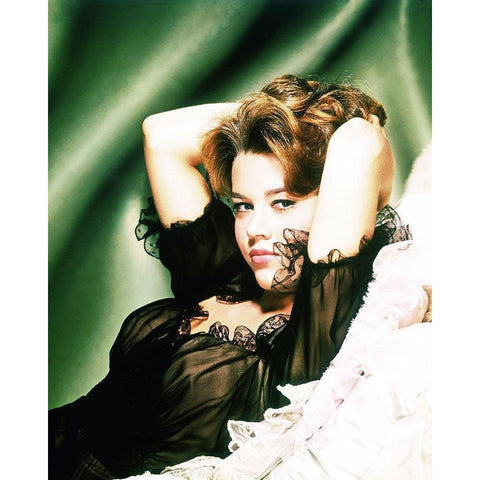 Jane Fonda Black Modern Wood Framed Art Print with Double Matting by Hollywood Photo Archive