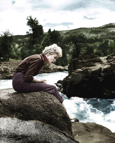 Janet Leigh - The Naked Spur Black Ornate Wood Framed Art Print with Double Matting by Hollywood Photo Archive