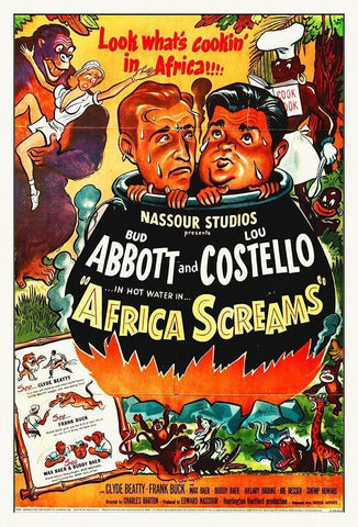 Abbott and Costello - Africa Screams Horizontal White Modern Wood Framed Art Print with Double Matting by Hollywood Photo Archive