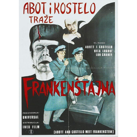 Abbott and Costello - Bosnian - Frankenstein Black Modern Wood Framed Art Print with Double Matting by Hollywood Photo Archive
