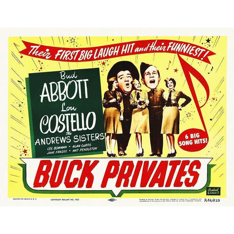 Abbott and Costello - Buck Privates Gold Ornate Wood Framed Art Print with Double Matting by Hollywood Photo Archive