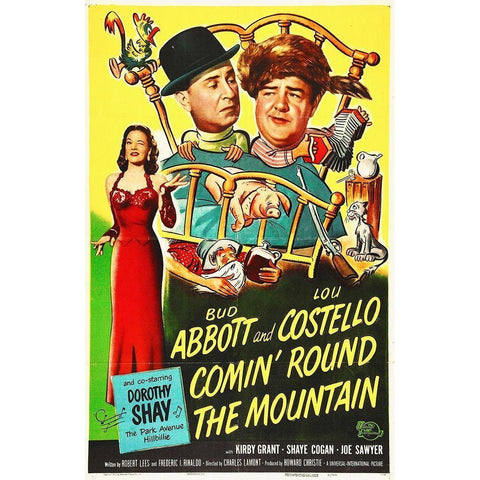 Abbott and Costello - Comin Round The Mountain White Modern Wood Framed Art Print by Hollywood Photo Archive