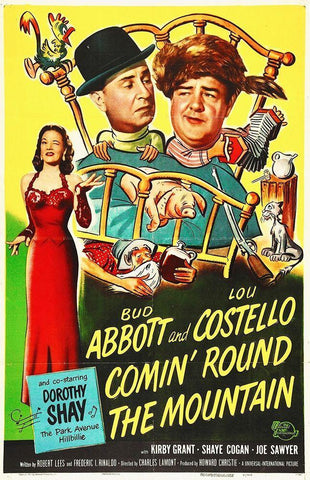 Abbott and Costello - Comin Round The Mountain White Modern Wood Framed Art Print with Double Matting by Hollywood Photo Archive