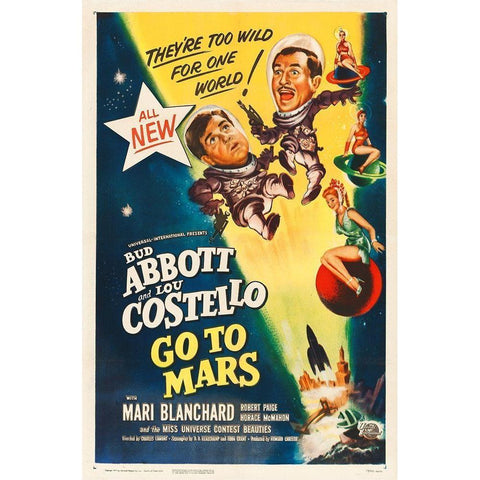 Abbott and Costello - Go To Mars Gold Ornate Wood Framed Art Print with Double Matting by Hollywood Photo Archive