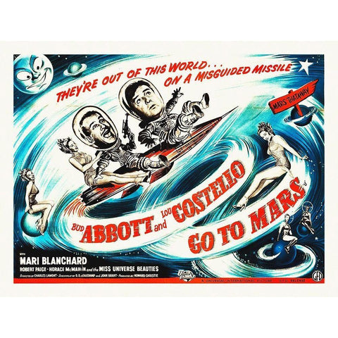 Abbott and Costello - Go To Mars Gold Ornate Wood Framed Art Print with Double Matting by Hollywood Photo Archive