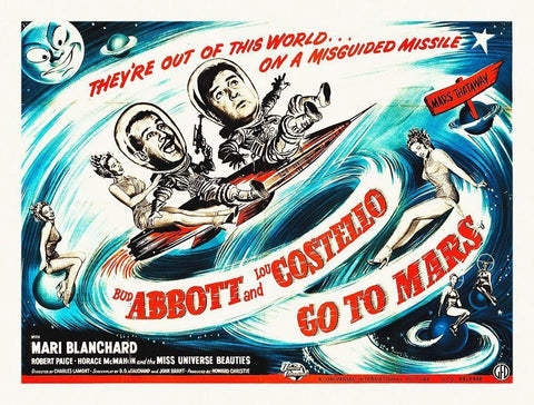 Abbott and Costello - Go To Mars White Modern Wood Framed Art Print with Double Matting by Hollywood Photo Archive