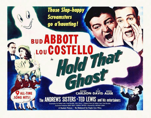 Abbott and Costello - Hold That Ghost Black Ornate Wood Framed Art Print with Double Matting by Hollywood Photo Archive