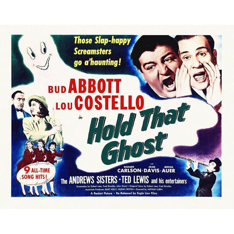 Abbott and Costello - Hold That Ghost Black Modern Wood Framed Art Print by Hollywood Photo Archive