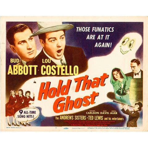 Abbott and Costello - Hold That Ghost Black Modern Wood Framed Art Print by Hollywood Photo Archive