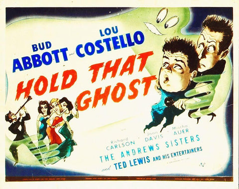 Abbott and Costello - Hold That Ghost Black Ornate Wood Framed Art Print with Double Matting by Hollywood Photo Archive