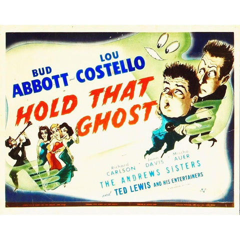Abbott and Costello - Hold That Ghost Black Modern Wood Framed Art Print by Hollywood Photo Archive