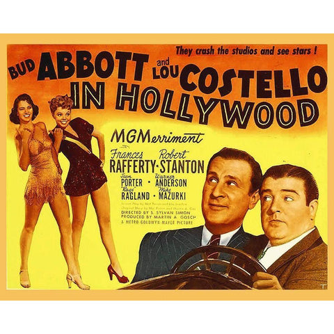 Abbott and Costello - In Hollywood Black Modern Wood Framed Art Print by Hollywood Photo Archive