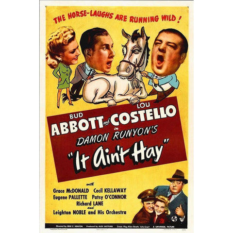 Abbott and Costello - It Aint Hay White Modern Wood Framed Art Print by Hollywood Photo Archive