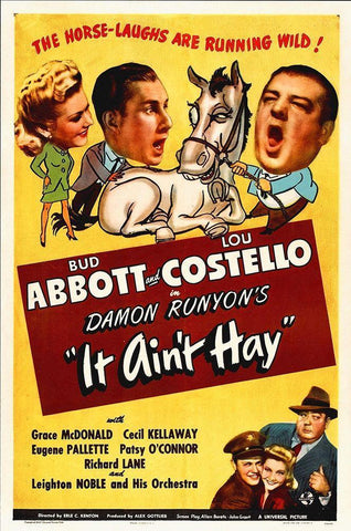 Abbott and Costello - It Aint Hay White Modern Wood Framed Art Print with Double Matting by Hollywood Photo Archive