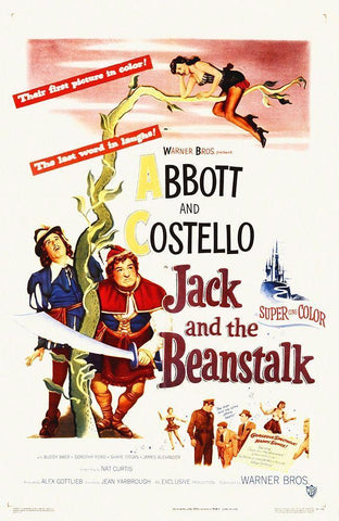 Abbott and Costello - Jack And The Beanstalk White Modern Wood Framed Art Print with Double Matting by Hollywood Photo Archive