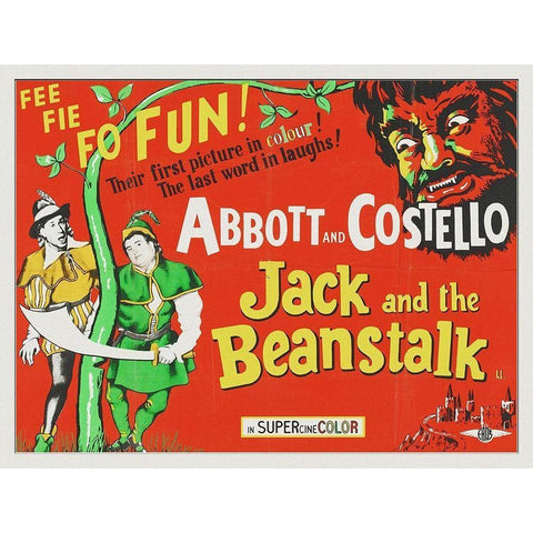 Abbott and Costello - Jack And The Beanstalk Black Modern Wood Framed Art Print with Double Matting by Hollywood Photo Archive