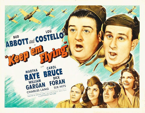 Abbott and Costello - Keep em Flying Black Ornate Wood Framed Art Print with Double Matting by Hollywood Photo Archive