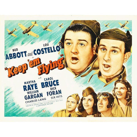 Abbott and Costello - Keep em Flying Black Modern Wood Framed Art Print by Hollywood Photo Archive