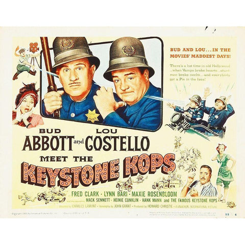 Abbott and Costello - Keystone Kops Black Modern Wood Framed Art Print by Hollywood Photo Archive