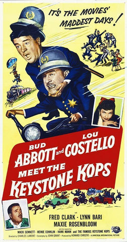 Abbott and Costello - Keystone Kops White Modern Wood Framed Art Print with Double Matting by Hollywood Photo Archive