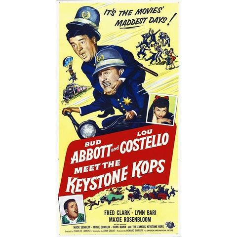 Abbott and Costello - Keystone Kops Black Modern Wood Framed Art Print by Hollywood Photo Archive