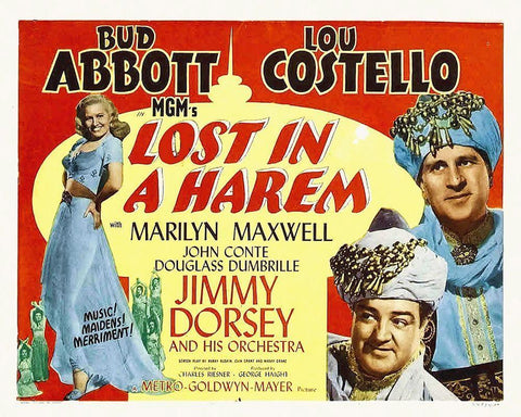 Abbott and Costello - Lost In A Harem White Modern Wood Framed Art Print with Double Matting by Hollywood Photo Archive