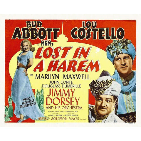 Abbott and Costello - Lost In A Harem Black Modern Wood Framed Art Print by Hollywood Photo Archive
