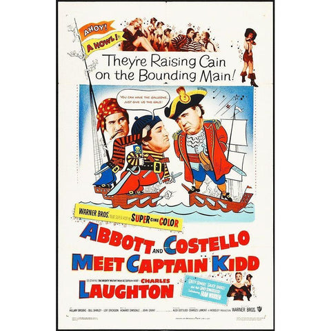 Abbott and Costello - Meet Captain Kidd Black Modern Wood Framed Art Print by Hollywood Photo Archive