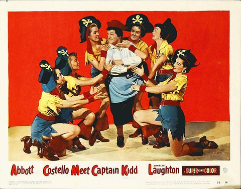Abbott and Costello - Meet Captain Kidd White Modern Wood Framed Art Print with Double Matting by Hollywood Photo Archive