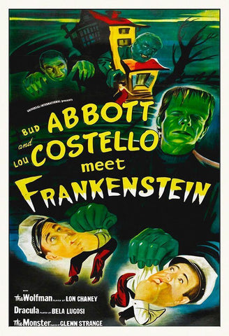 Abbott and Costello - Meet Frankenstein Black Ornate Wood Framed Art Print with Double Matting by Hollywood Photo Archive