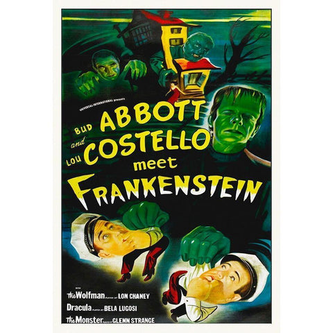Abbott and Costello - Meet Frankenstein Black Modern Wood Framed Art Print with Double Matting by Hollywood Photo Archive