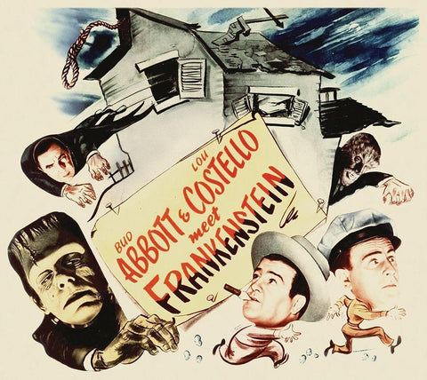 Abbott and Costello - Meet Frankenstein White Modern Wood Framed Art Print with Double Matting by Hollywood Photo Archive