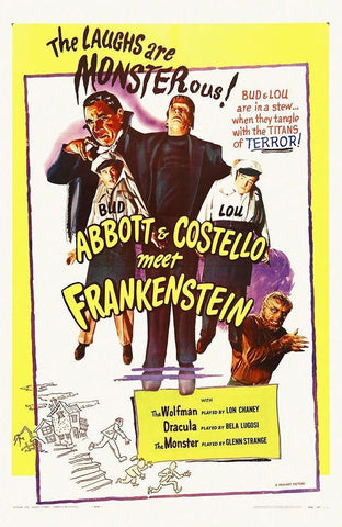 Abbott and Costello - Meet Frankenstein White Modern Wood Framed Art Print with Double Matting by Hollywood Photo Archive