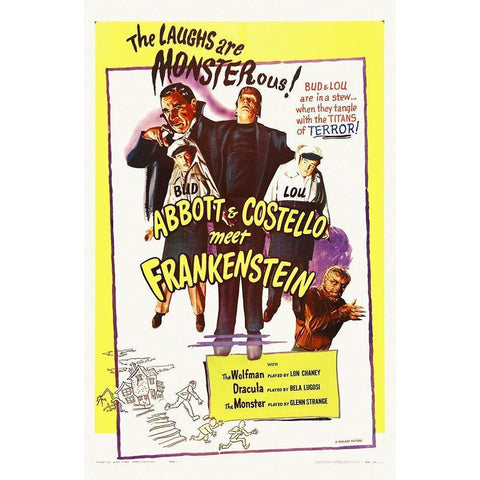 Abbott and Costello - Meet Frankenstein Black Modern Wood Framed Art Print by Hollywood Photo Archive
