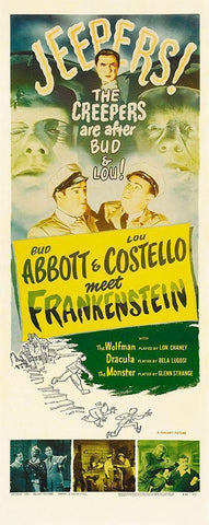Abbott and Costello - Meet Frankenstein Black Ornate Wood Framed Art Print with Double Matting by Hollywood Photo Archive