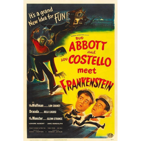Abbott and Costello - Meet Frankenstein Gold Ornate Wood Framed Art Print with Double Matting by Hollywood Photo Archive