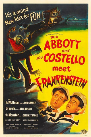Abbott and Costello - Meet Frankenstein Black Ornate Wood Framed Art Print with Double Matting by Hollywood Photo Archive
