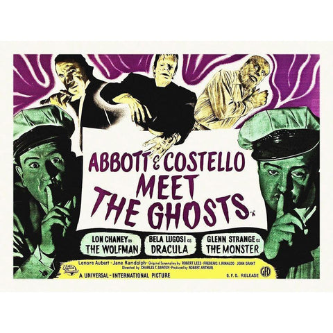 Abbott and Costello - Meet The Ghosts Gold Ornate Wood Framed Art Print with Double Matting by Hollywood Photo Archive